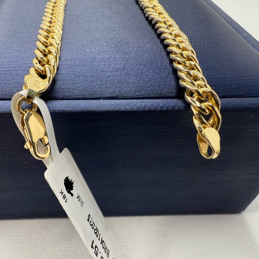 18K Genuine Gold Curb Link Chain Bracelet 8" (4.6mm) - Picture 3 of 14